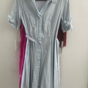 Calvin Klein Light Blue Striped Dress